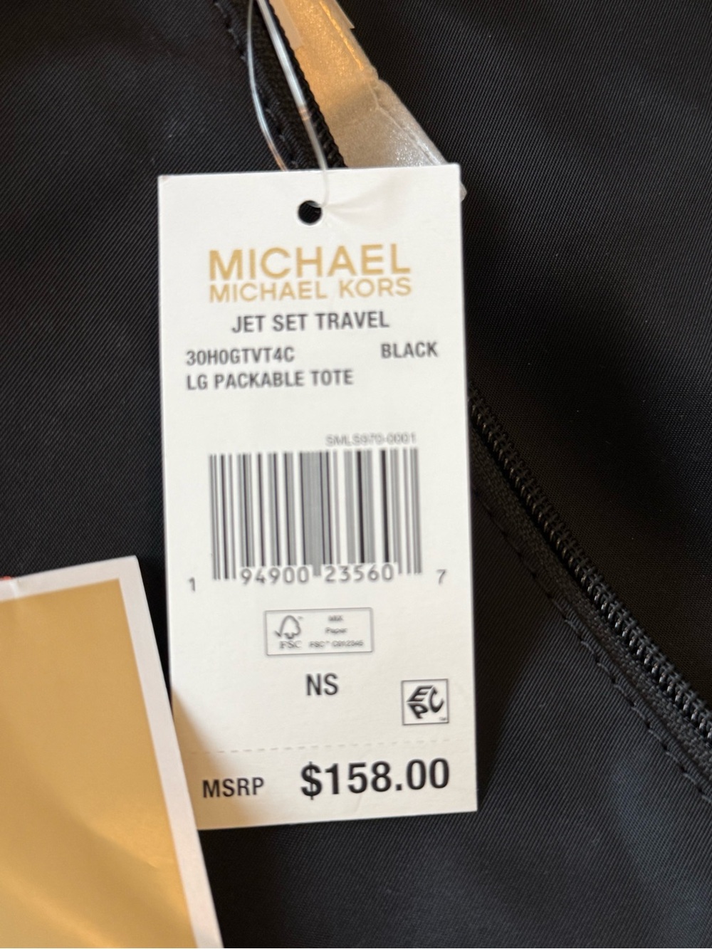 Michael Kors Jet Set Travel Large Packable Tote - Black